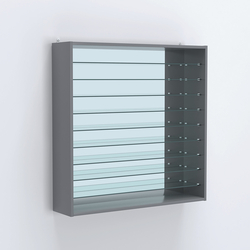 Витрина настенная №204-6Г зеркальная с девятью прозрачными полками, Темно-Серый