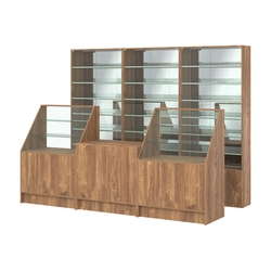 Комплект витрин с наклонными полками SL-6 №12-2 и прилавков ЭК-7, Дуб Канзас коричневый