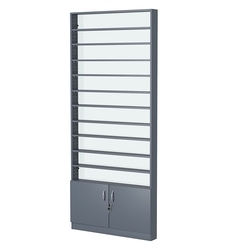 Стеллаж из ДСП с 10-ю полками 100x900 мм серии LEVEL-10 №8-1 (З/C - СТЕКЛО), Темно-Серый