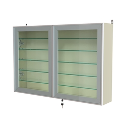 Витрина настенная №3-5А широкая с пятью стеклянными полками серии Collecto, Крем Вайс