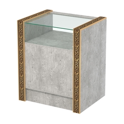 Недорогой прилавок с прозрачным верхом и декоративными молдингами №ПДМ-2-600, Метрополитан Грей