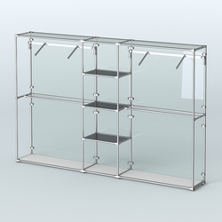 Торговая система ХРОМ (задняя стенка - стекло) 3030 мм с тонированными полками и поручнями №12, Серый