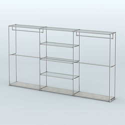 Торговая система ХРОМ без ДСП 3600 мм с прозрачными полками и поручнями №2, Метрополитан Грей