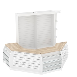 Комплект кассовой зоны со скосами и экономпанелями средний №2-1, Белый + Дуб Сонома