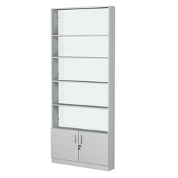 Стеллаж из ДСП с 4-мя полками 150x900 мм серии LEVEL-4 №9-1 (З/C - СТЕКЛО), Серый