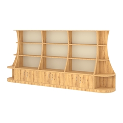 Пристенный низкий стеллаж ГАРАНТ №3, Дуб Золотистый и Крем Вайс