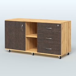 Тумба сервисная правая Киви, цвет светлый дуб, Дуб Золотистый + Дуб Венге