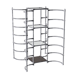 Хромированное вешало ДУГА №3-4 с зеркальными полками 4 мм, Дуб Венге