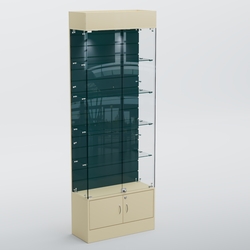 Витрина СЕТЬ №5-П с экономпанелью и полками, Крем Вайс+Антрацит