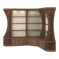 Угловой высокий стеллаж ГАРАНТ №2, Орех + Крем Вайс