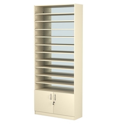 Стеллаж из ДСП с 10-ю полками 300x900 мм серии LEVEL-10 №12-2 (З/C - ЗЕРКАЛО), Крем Вайс