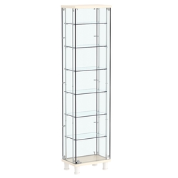 Витрина РОНДО с регулировочными полками №1-5-РЕГ на ножках (задняя стенка стекло), Крем Вайс