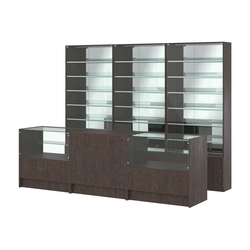 Комплект витрин с наклонными полками SL-6 №12-2 и прилавков ЭК-3, Дуб Венге