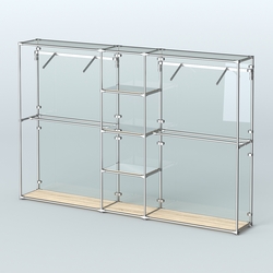 Торговая система ХРОМ (задняя стенка - стекло) 3600 мм с зеркальными полками и поручнями №12, Дуб Сонома