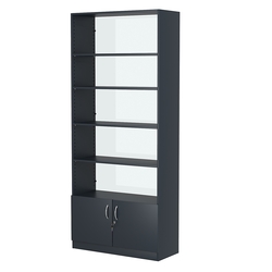 Стеллаж из ДСП с 4-мя полками 400x900 мм серии LEVEL-4 №14-1 (З/C - СТЕКЛО), Антрацит