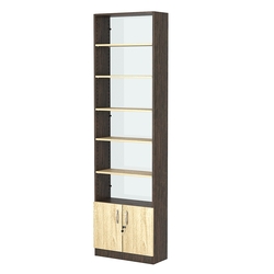 Стеллаж из ДСП с 5-ю полками 250x600 мм серии LEVEL-5 №4-1 (З/C - СТЕКЛО), Дуб Венге + Дуб Сонома