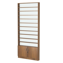 Стеллаж из ДСП с 10-ю полками 100x900 мм серии LEVEL-10 №8-1 (З/C - СТЕКЛО), Орех