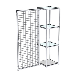 Хромированное вешало ЯЧЕЙКА №1-1 с полками стекло 6мм, Ясень Анкор светлый