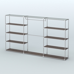 Торговая система ХРОМ без ДСП 3600 мм с полками ДСП и поручнями №1, Дуб Венге