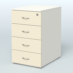 Тумба приставная для компактных столов 4 ящика с замком Тарли, Белый + Крем Вайс