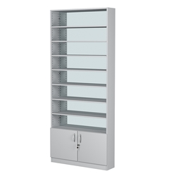 Стеллаж из ДСП с 7-ю полками 200x900 мм серии LEVEL-7 №10-2 (З/C - ЗЕРКАЛО), Серый