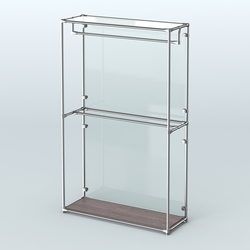 Торговая система ХРОМ (задняя стенка - стекло) 1200 мм с поручнями №1, Ясень Анкор темный