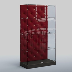 Низкая стеклянная витрина КАПИТОНЕ №5-ХП, Черный + 07 Dk. Red Велюр