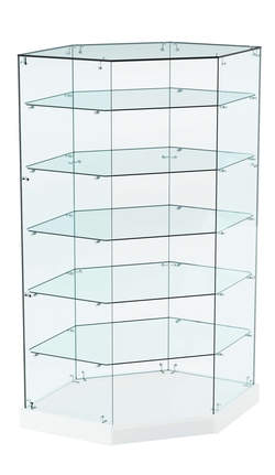 Витрина Хит продаж №514 (угловая шестигранная, открытая, З/C - стекло), Белый