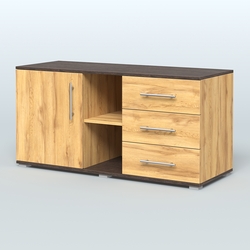 Тумба сервисная Фламинго, цвет антрацит + акация, Дуб Золотистый + Дуб Венге