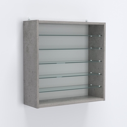 Витрина настенная №201-5Г открытая с пятью прозрачными полками, Бетон Чикаго светло-серый F186 ST9