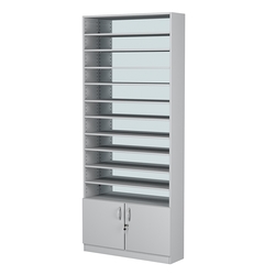 Стеллаж из ДСП с 10-ю полками 250x900 мм серии LEVEL-10 №11-2 (З/C - ЗЕРКАЛО), Серый