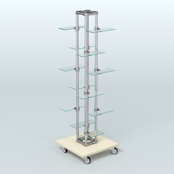 Торговый стенд для обуви с прозрачными полками ЛЕСЕНКА №1-2, Крем Вайс