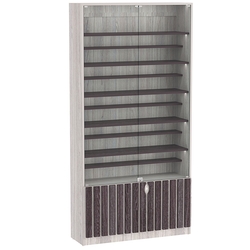 Витрина серии "Смок" №1-ДП-1000 (с доп. полками), Ясень Анкор светлый + Ясень Анкор темный