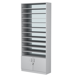 Стеллаж из ДСП с 10-ю полками 300x900 мм серии LEVEL-10 №12-2 (З/C - ЗЕРКАЛО), Серый