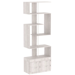 Стеллаж серии КУБ S-образный №4 с четырьмя выдвижными ящиками в накопителе, Ясень Анкор светлый - U31104