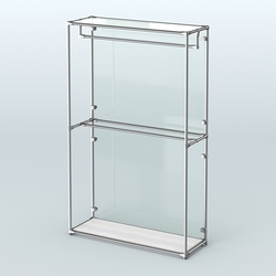 Торговая система ХРОМ (задняя стенка - стекло) 1200 мм с поручнями №1, Ясень Анкор светлый