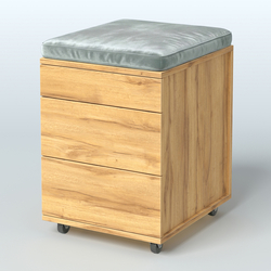 Тумба мобильная Фламинго 2 ящика + 1 ящик-лоток с подушкой, Дуб Золотистый
