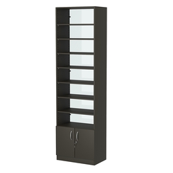 Стеллаж из ДСП с 7-ю полками 350x600 мм серии LEVEL-7 №6-1 (З/C - СТЕКЛО), Черный