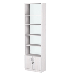 Стеллаж из ДСП с 4-мя полками 300x600 мм серии LEVEL-4 №5-1 (З/C - СТЕКЛО), Ясень Анкор светлый