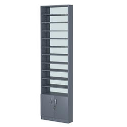 Стеллаж из ДСП с 10-ю полками 150x600 мм серии LEVEL-10 №2-2 (З/C - ЗЕРКАЛО), Темно-Серый