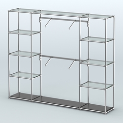 Торговая система ХРОМ без ДСП 2430 мм с прозрачными полками и поручнями №7, Черный