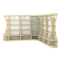 Угловой высокий стеллаж ГАРАНТ №3-О с ограничителями, Крем Вайс + Белый