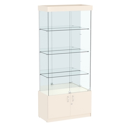 Витрина Истра №3 прямоугольная (задняя стенка - зеркало), Крем Вайс