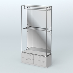 Торговая система ХРОМ (задняя стенка - зеркало) 1200 мм №1-2 с тумбой Т-14 и поручнями, Серый