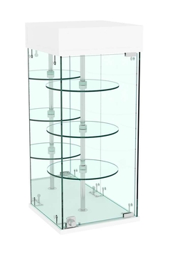 Витрина РОТАЦИЯ настольная с вращающимися полками №25-3 (задняя стенка - зеркало), Белый