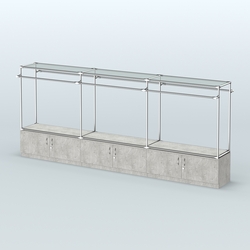 Островная торговая система ХРОМ 3600 мм с тумбами Т21 и поручнями №2, Метрополитан Грей