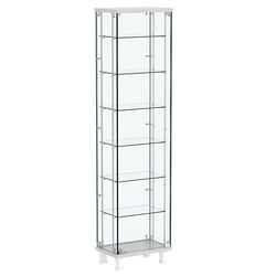 Витрина РОНДО с регулировочными полками №1-5-РЕГ на ножках (задняя стенка стекло), Серый