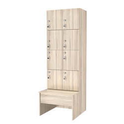 Шкаф для раздевалок со скамейкой КОМБО-Квартет №2-1, Дуб Сонома