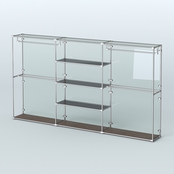 Торговая система ХРОМ (задняя стенка - стекло) 3600 мм с тонированными полками и поручнями №2, Дуб Венге