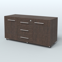 Тумба сервисная Индиго с 3 ящиками с замком и 2 фасадами, Дуб Венге